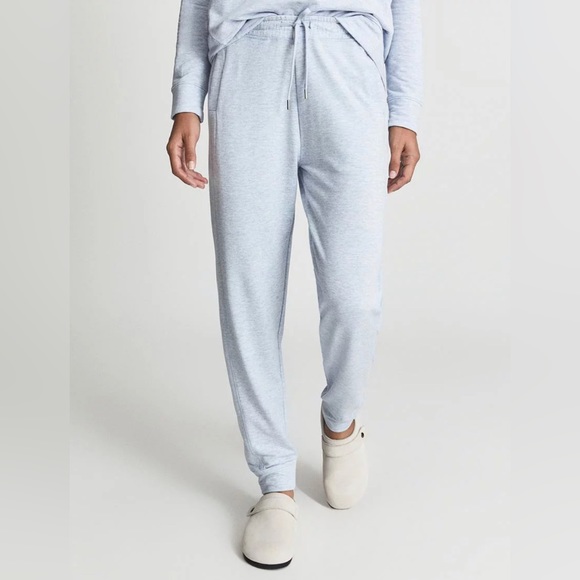 Reiss Women's Jules Brushed Cuffed Jogger Pants Blue Large - Picture 1 of 4